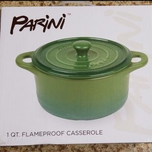 PARINI 1 QT. FLAMEPROOF GREEN CASSEROL